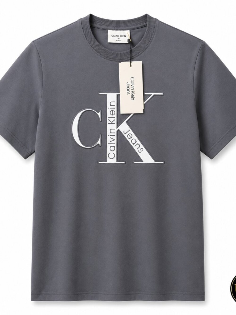 Calvin Klein Jeans Men’s Grey CK Logo T-Shirt NWT | Slim Fit Graphic Tee